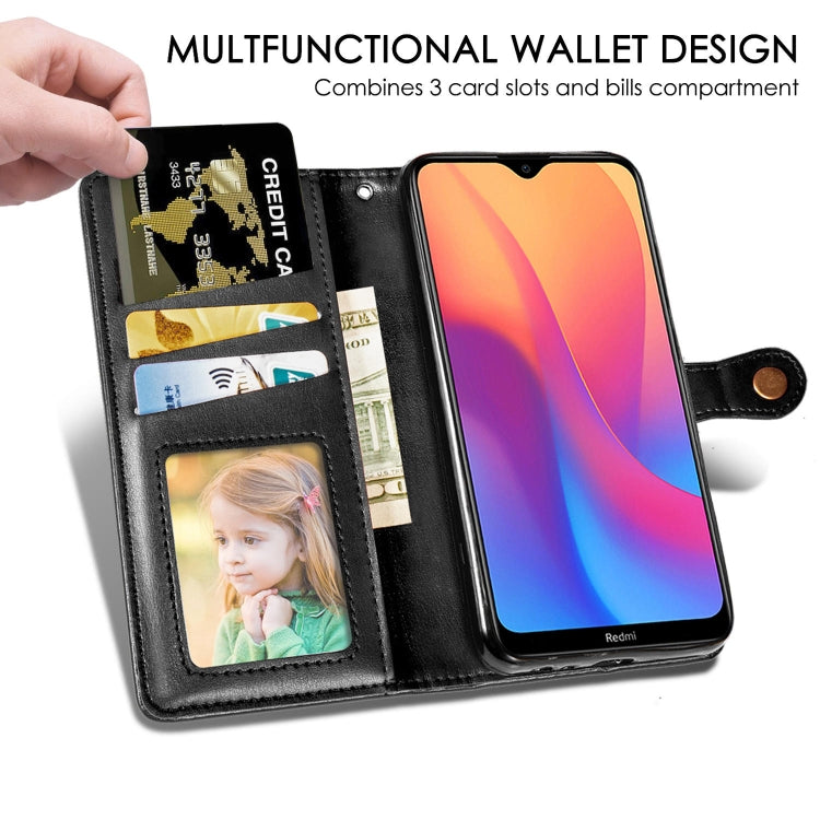 For Xiaomi Redmi 8A Retro Solid Color Leather Buckle Mobile Phone Protection Leather Case with Photo Frame & Card Slot & Wallet & Bracket Function