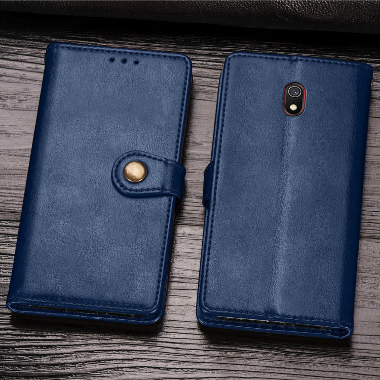 For Xiaomi Redmi 8A Retro Solid Color Leather Buckle Mobile Phone Protection Leather Case with Photo Frame & Card Slot & Wallet & Bracket Function