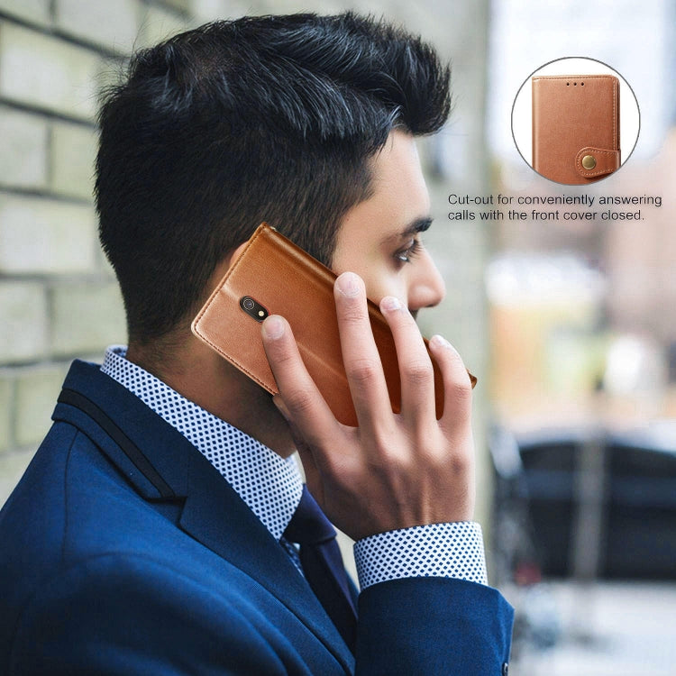 For Xiaomi Redmi 8A Retro Solid Color Leather Buckle Mobile Phone Protection Leather Case with Photo Frame & Card Slot & Wallet & Bracket Function
