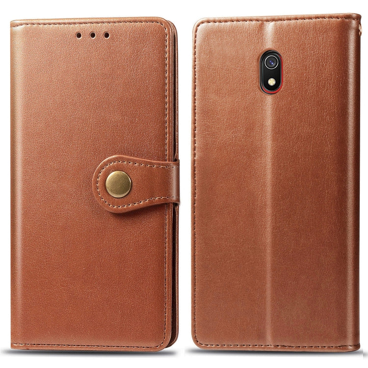 For Xiaomi Redmi 8A Retro Solid Color Leather Buckle Mobile Phone Protection Leather Case with Photo Frame & Card Slot & Wallet & Bracket Function