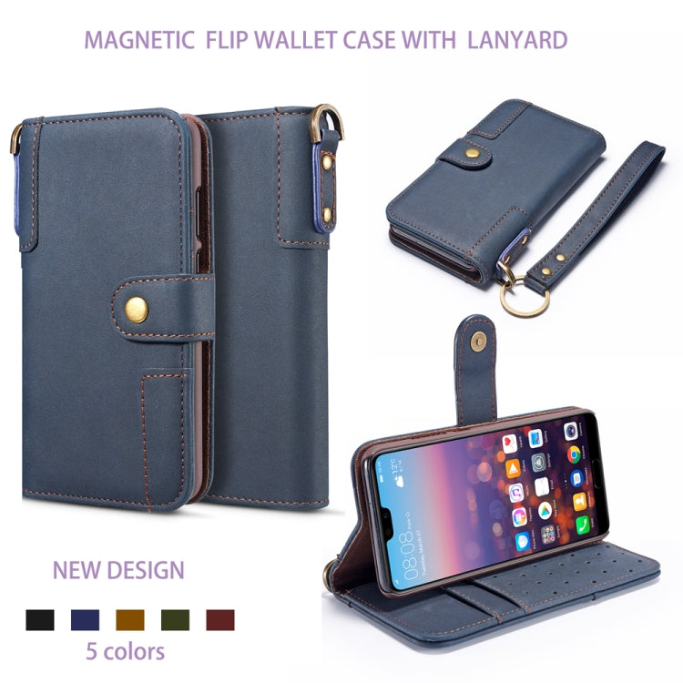 For Huawei Nova 3e Cowhide Texture Horizontal Flip Leather Case with Holder & Card Slots & Wallet & Lanyard