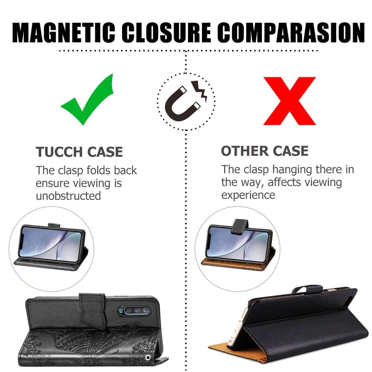 For Xiaomi 9 Pro Butterfly Love Flower Embossed Horizontal Flip Leather Case with Bracket Lanyard Card Slot Wallet