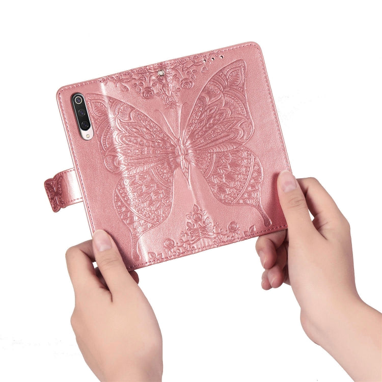 For Xiaomi 9 Pro Butterfly Love Flower Embossed Horizontal Flip Leather Case with Bracket Lanyard Card Slot Wallet
