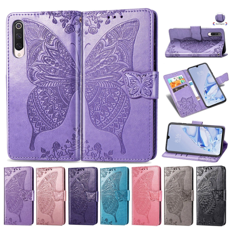 For Xiaomi 9 Pro Butterfly Love Flower Embossed Horizontal Flip Leather Case with Bracket Lanyard Card Slot Wallet