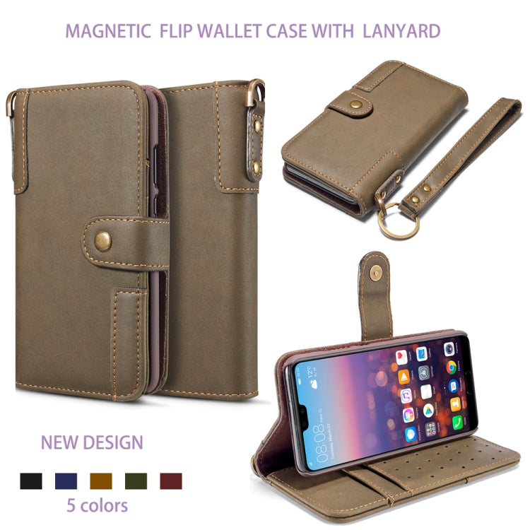For Huawei P20 Lite Cowhide Texture Horizontal Flip Leather Case, with Holder & Card Slots & Wallet & Lanyard