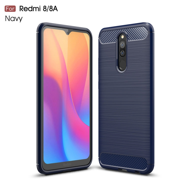 For Xiaomi Redmi 8 Brushed Texture Carbon Fiber TPU Case