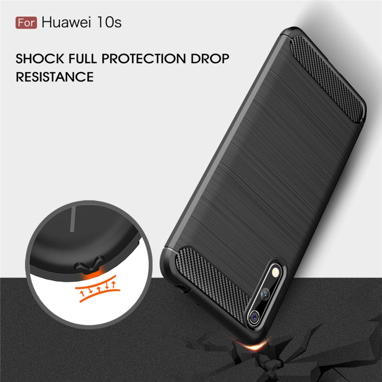 For Huawei Enjoy 10s Brushed Texture Carbon Fiber TPU Case