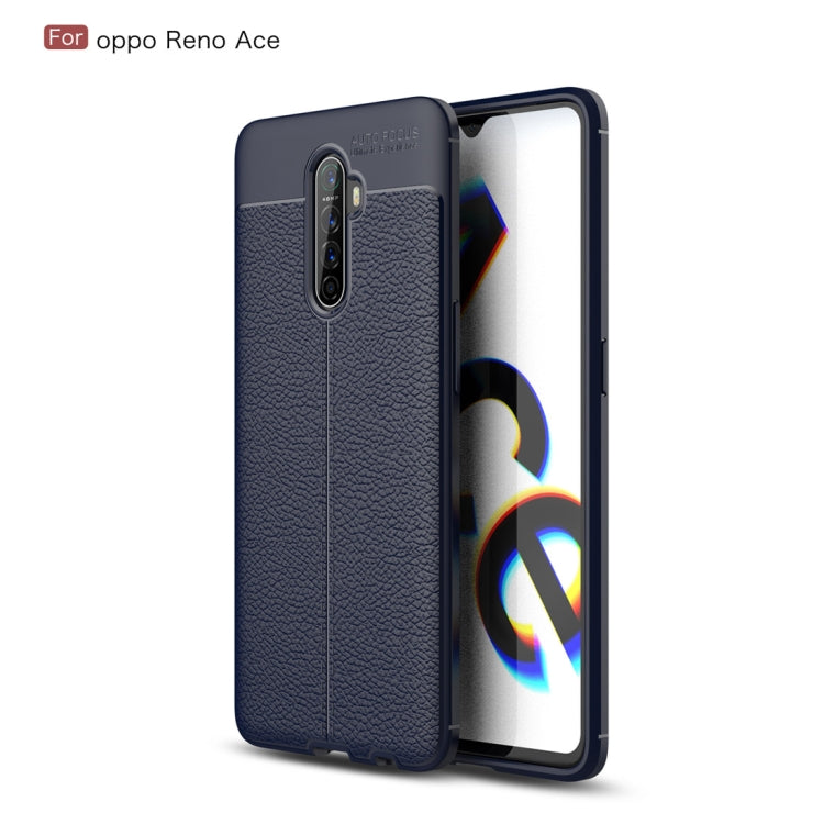 For OPPO Reno Ace Litchi Texture TPU Shockproof Case(Navy Blue)