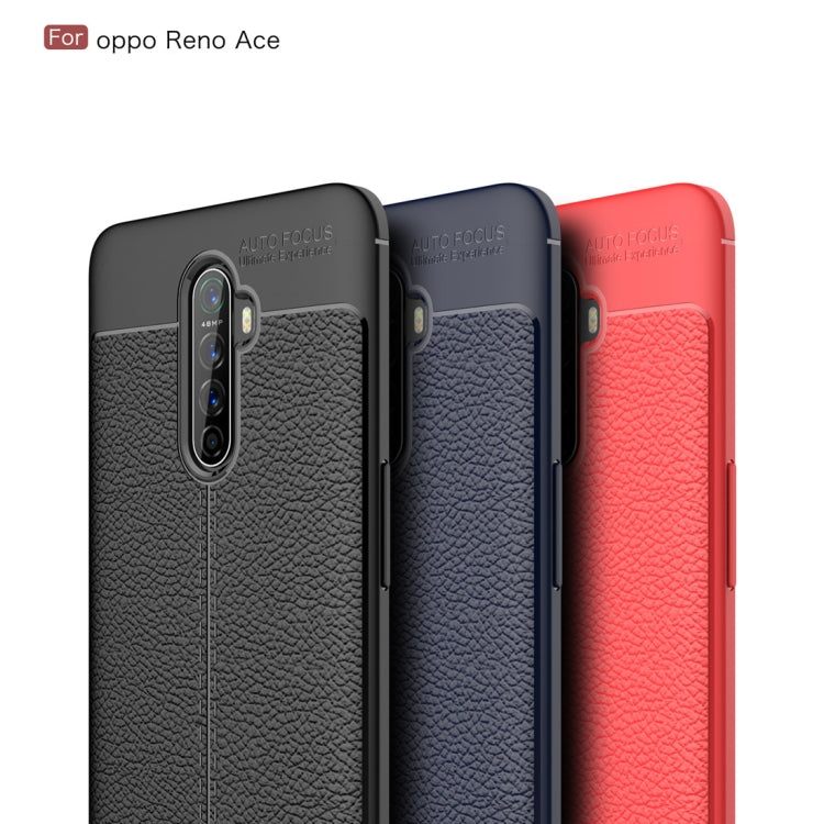 For OPPO Reno Ace Litchi Texture TPU Shockproof Case(Navy Blue)
