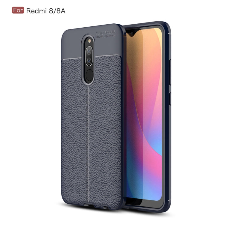 For Xiaomi Redmi 8 Litchi Texture TPU Shockproof Case(Navy Blue)