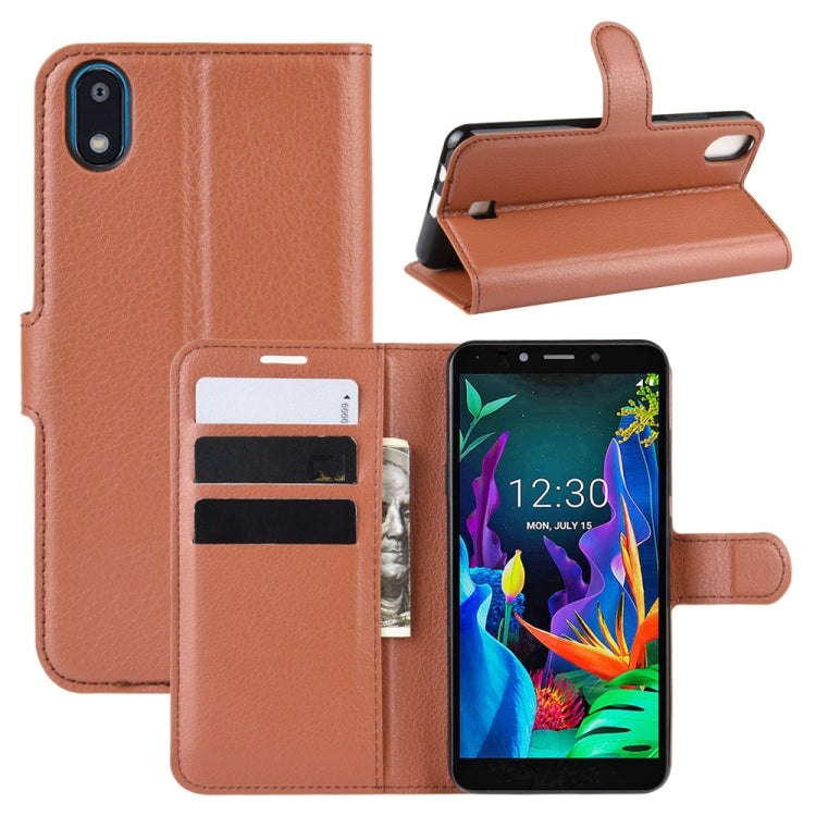 For LG K20 (2019) Litchi Texture Horizontal Flip Leather Case with Wallet & Holder & Card Slots