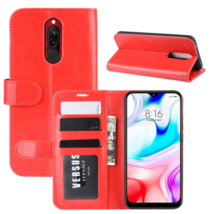 For Xiaomi Redmi 8 R64 Texture Single Fold Horizontal Flip Leather Case with Holder & Card Slots & Wallet
