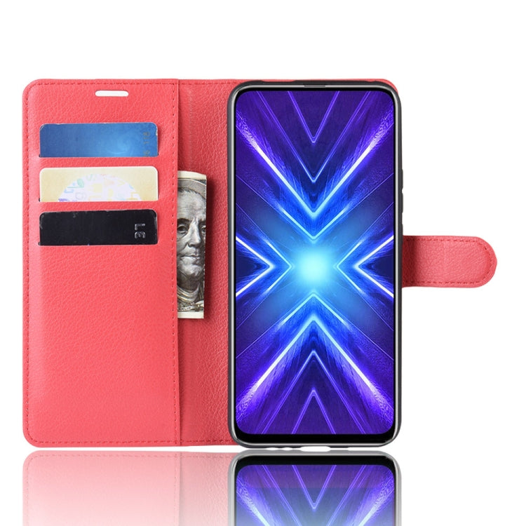 For Huawei Honor 9X Fingerprint Version Litchi Texture Horizontal Flip Leather Case with Wallet & Holder & Card Slots