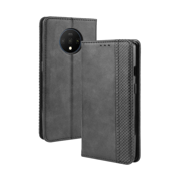 For OnePlus 7T Pro Magnetic Buckle Retro Crazy Horse Texture Horizontal Flip Leather Case with Holder & Card Slots & Photo Frame