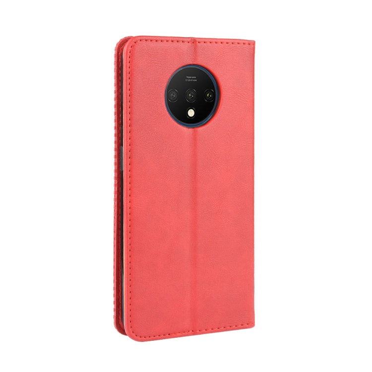 For OnePlus 7T Pro Magnetic Buckle Retro Crazy Horse Texture Horizontal Flip Leather Case with Holder & Card Slots & Photo Frame