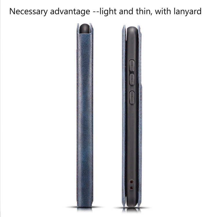 For Xiaomi Redmi Note8 Retro Simple Ultra-thin Magnetic PU Leather Case with Holder & Card Slots & Lanyard