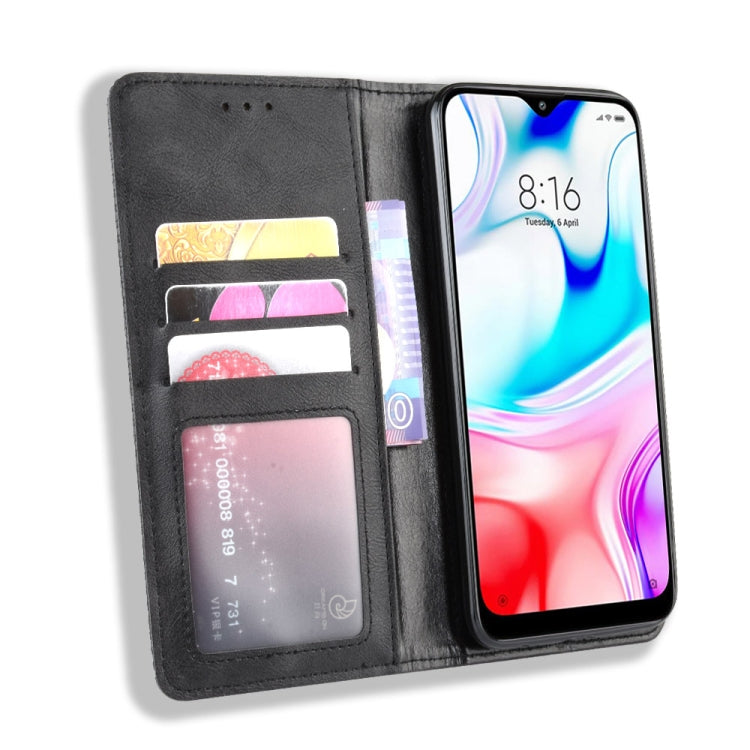 For Xiaomi Redmi 8 Magnetic Buckle Retro Crazy Horse Texture Horizontal Flip Leather Case with Holder & Card Slots & Photo Frame