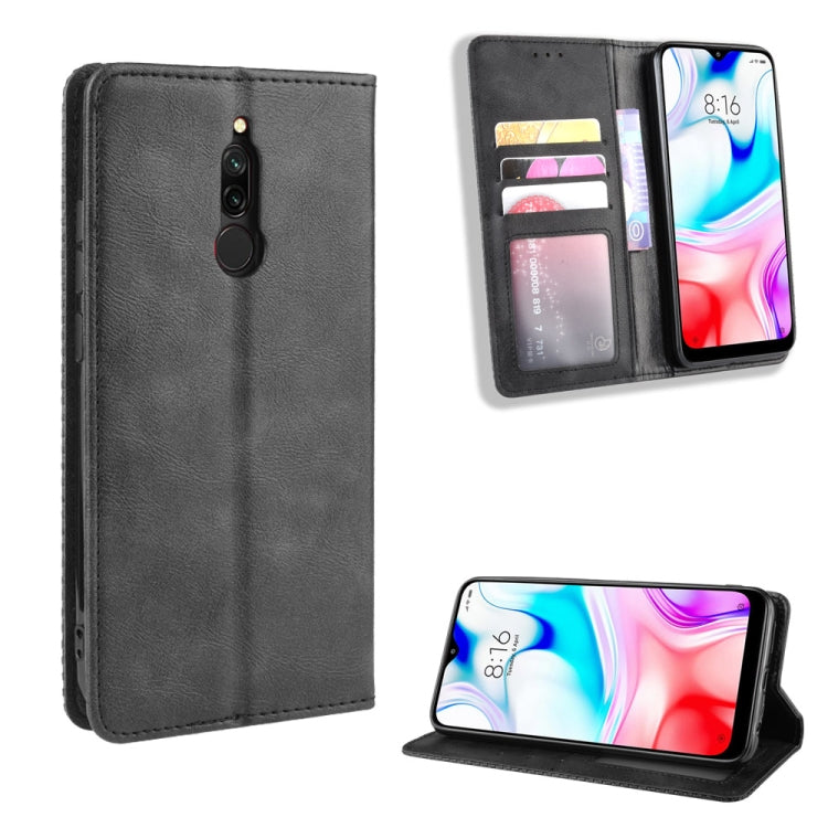 For Xiaomi Redmi 8 Magnetic Buckle Retro Crazy Horse Texture Horizontal Flip Leather Case with Holder & Card Slots & Photo Frame