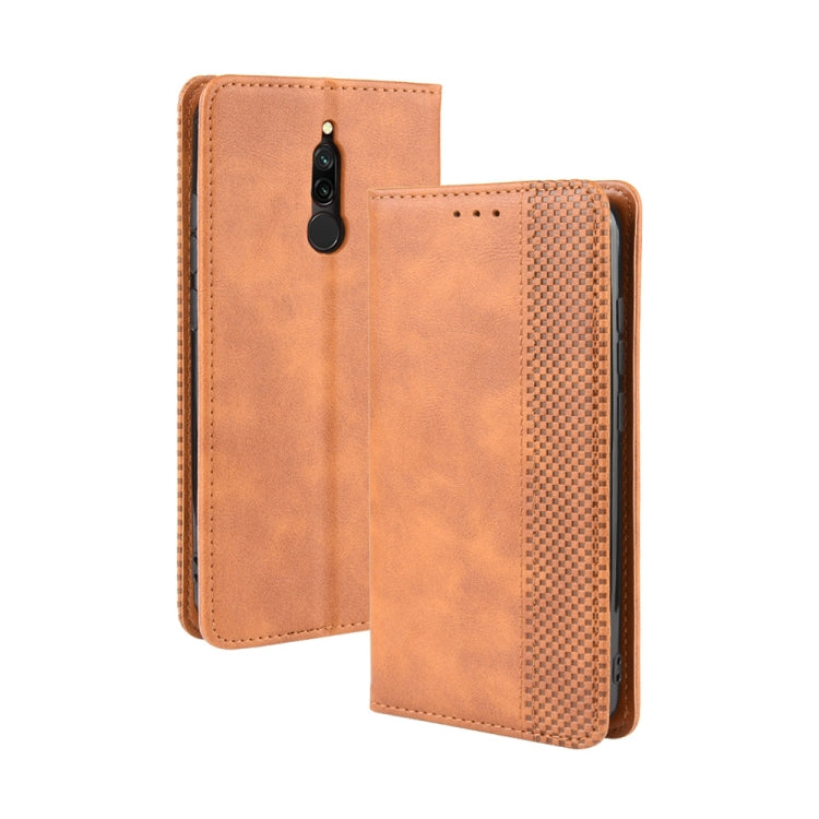For Xiaomi Redmi 8 Magnetic Buckle Retro Crazy Horse Texture Horizontal Flip Leather Case with Holder & Card Slots & Photo Frame