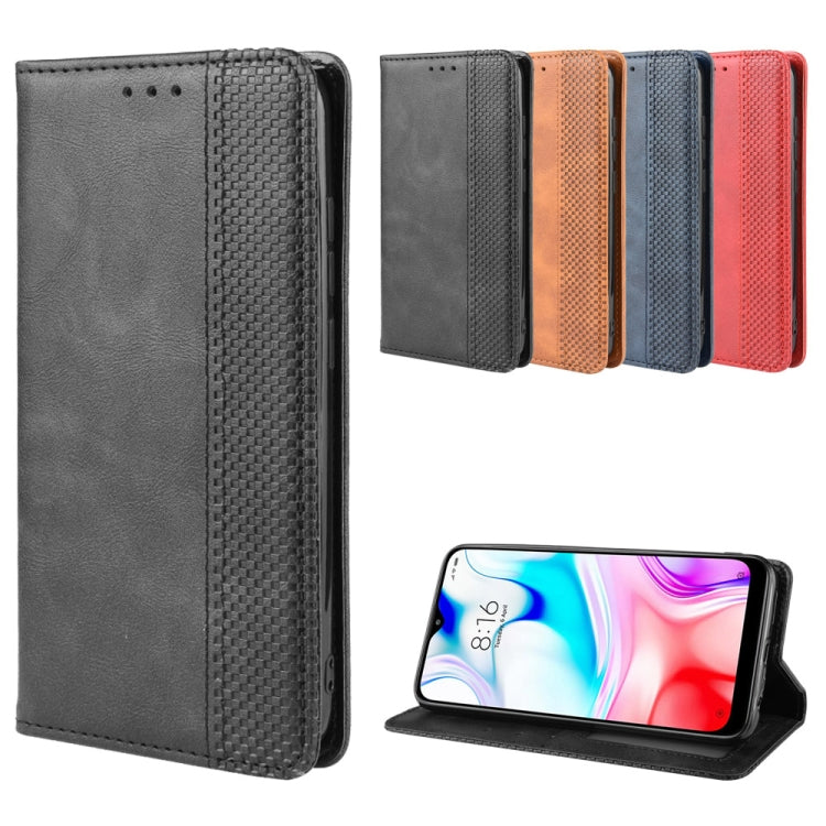 For Xiaomi Redmi 8 Magnetic Buckle Retro Crazy Horse Texture Horizontal Flip Leather Case with Holder & Card Slots & Photo Frame