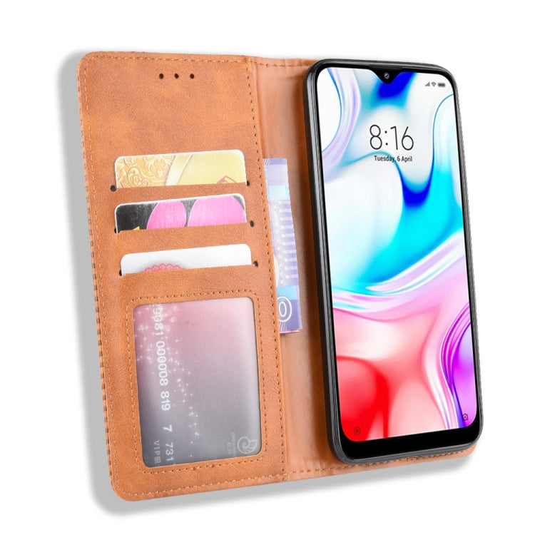 For Xiaomi Redmi 8 Magnetic Buckle Retro Crazy Horse Texture Horizontal Flip Leather Case with Holder & Card Slots & Photo Frame