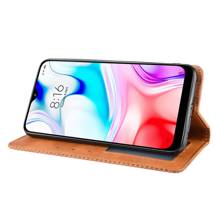 For Xiaomi Redmi 8 Magnetic Buckle Retro Crazy Horse Texture Horizontal Flip Leather Case with Holder & Card Slots & Photo Frame