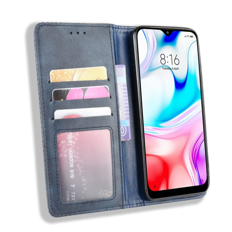 For Xiaomi Redmi 8 Magnetic Buckle Retro Crazy Horse Texture Horizontal Flip Leather Case with Holder & Card Slots & Photo Frame