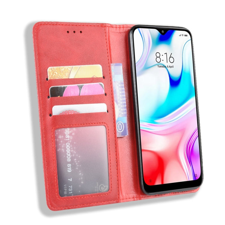 For Xiaomi Redmi 8 Magnetic Buckle Retro Crazy Horse Texture Horizontal Flip Leather Case with Holder & Card Slots & Photo Frame