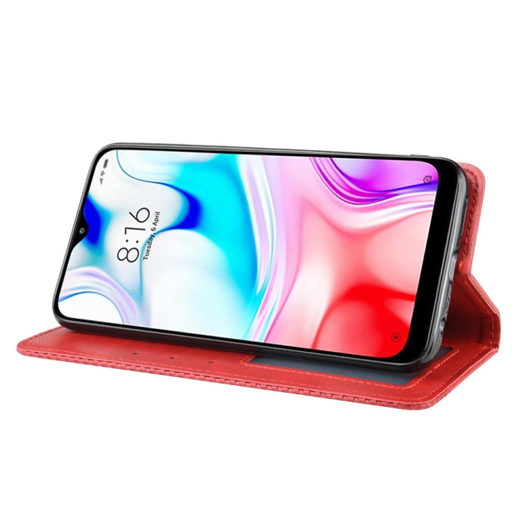 For Xiaomi Redmi 8 Magnetic Buckle Retro Crazy Horse Texture Horizontal Flip Leather Case with Holder & Card Slots & Photo Frame