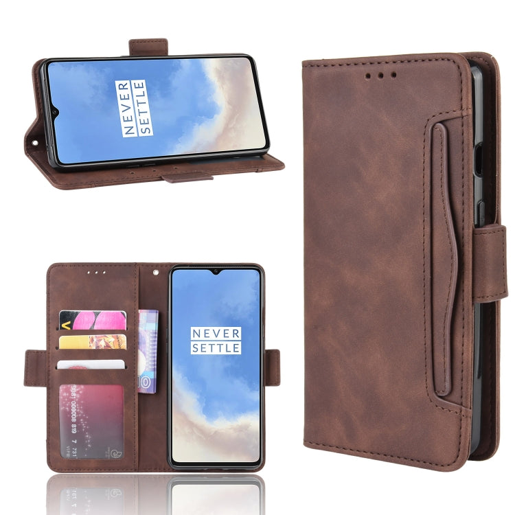 For OnePlus 7T Wallet Style Skin Feel Calf Pattern Leather Case with Separate Card Slot