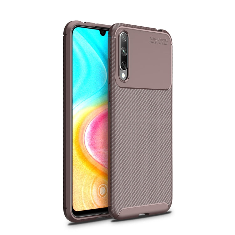 For Huawei Honor 20 Lite Beetle Series Carbon Fiber Texture Shockproof TPU Case(Brown)