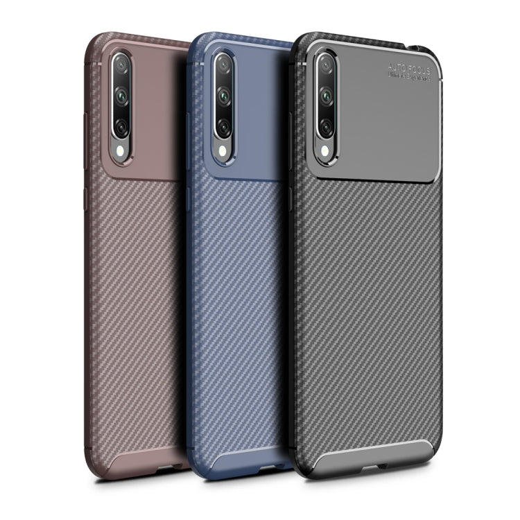 For Huawei Honor 20 Lite Beetle Series Carbon Fiber Texture Shockproof TPU Case(Brown)
