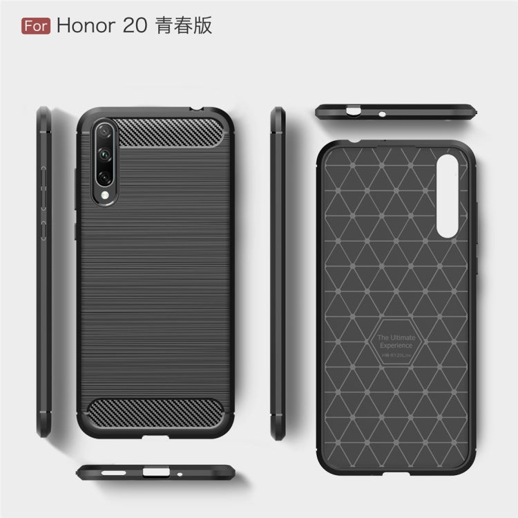 For Huawei Honor 20 Lite China Brushed Texture Carbon Fiber TPU Case