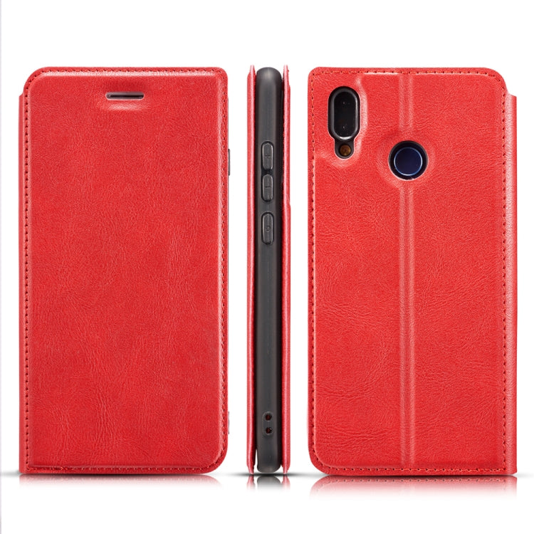For Huawei Y6 2019 Retro Simple Ultra-thin Magnetic Leather Case with Holder & Card Slots & Lanyard