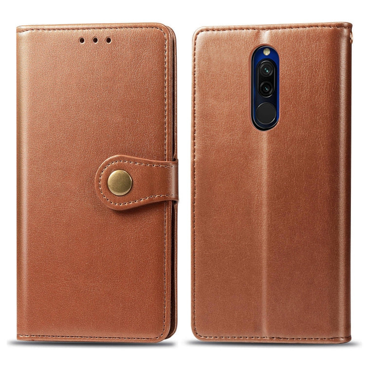 For Xiaomi Redmi 8 Retro Solid Color Leather Buckle Phone Case with Lanyard & Photo Frame & Card Slot & Wallet & Stand Function