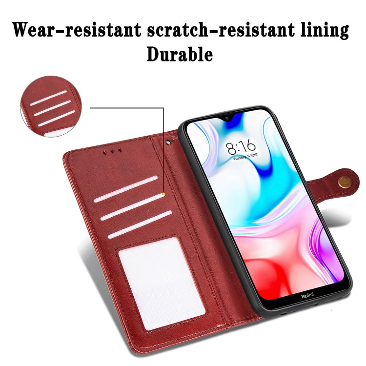 For Xiaomi Redmi 8 Retro Solid Color Leather Buckle Phone Case with Lanyard & Photo Frame & Card Slot & Wallet & Stand Function