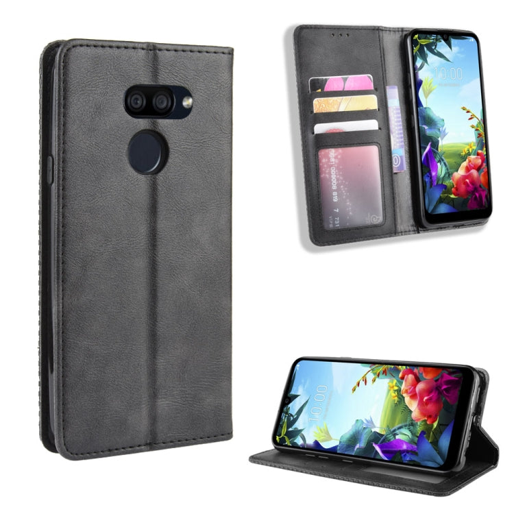 For LG K40S Magnetic Buckle Retro Crazy Horse Texture Horizontal Flip Leather Case with Holder & Card Slots & Photo Frame