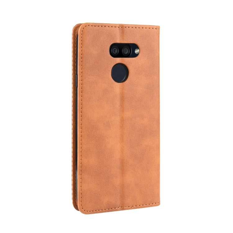 For LG K40S Magnetic Buckle Retro Crazy Horse Texture Horizontal Flip Leather Case with Holder & Card Slots & Photo Frame