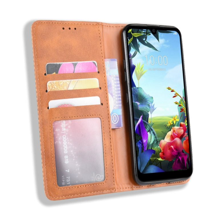 For LG K40S Magnetic Buckle Retro Crazy Horse Texture Horizontal Flip Leather Case with Holder & Card Slots & Photo Frame