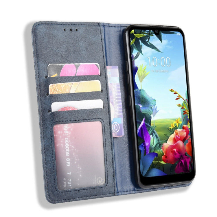 For LG K40S Magnetic Buckle Retro Crazy Horse Texture Horizontal Flip Leather Case with Holder & Card Slots & Photo Frame