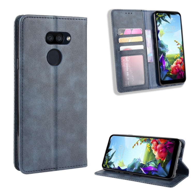 For LG K40S Magnetic Buckle Retro Crazy Horse Texture Horizontal Flip Leather Case with Holder & Card Slots & Photo Frame