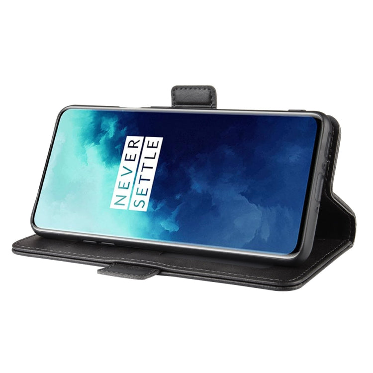 For One Plus 7T Pro Double Buckle Crazy Horse Business Mobile Phone Holster with Card Wallet Bracket Function