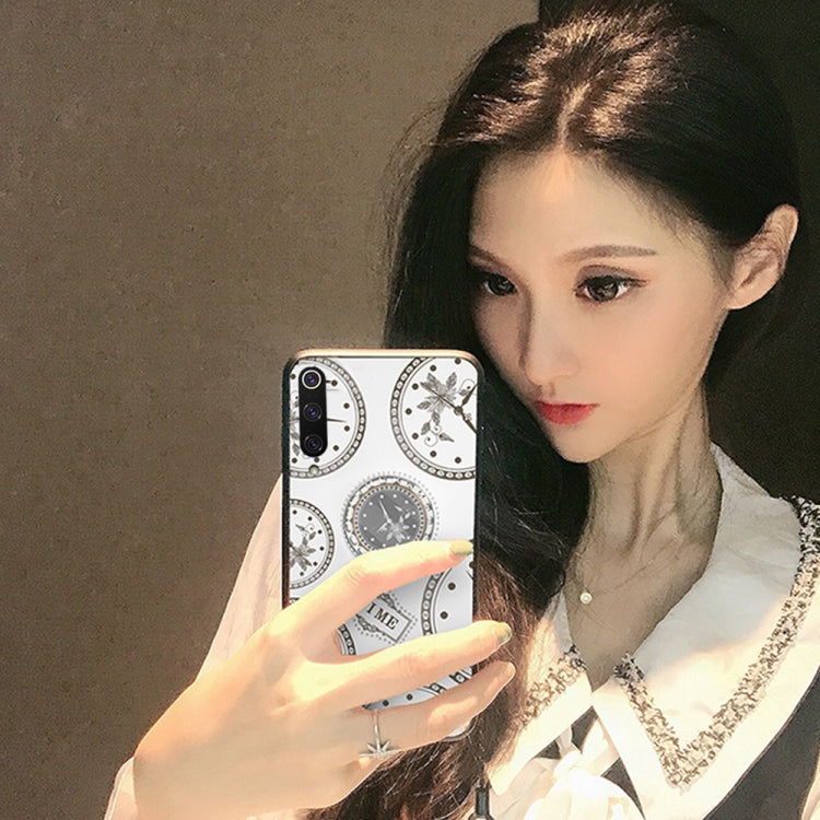 For Xiaomi CC9E/A3 Fashion Clock Pattern Rhinestone Mobile Phone Shell with Bracket / Hand Rope / Lanyard