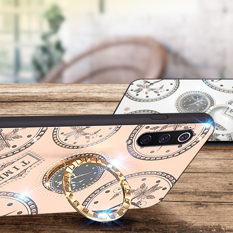 For Xiaomi CC9E/A3 Fashion Clock Pattern Rhinestone Mobile Phone Shell with Bracket / Hand Rope / Lanyard