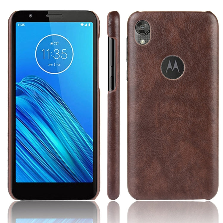 For Motorola Moto E6 Shockproof Litchi Texture PC + PU Case