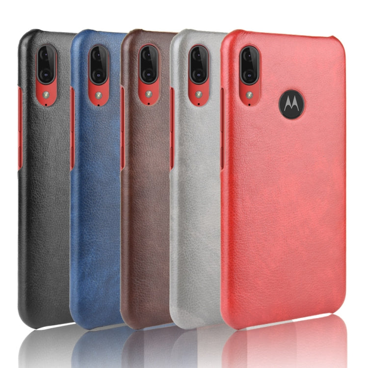 For Motorola Moto E6 Plus Shockproof Litchi Texture PC + PU Case
