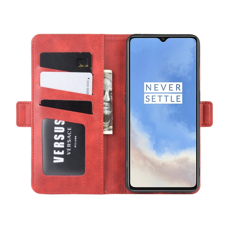 For One Plus 7T Double Buckle Crazy Horse Business Mobile Phone Holster with Card Wallet Bracket Function