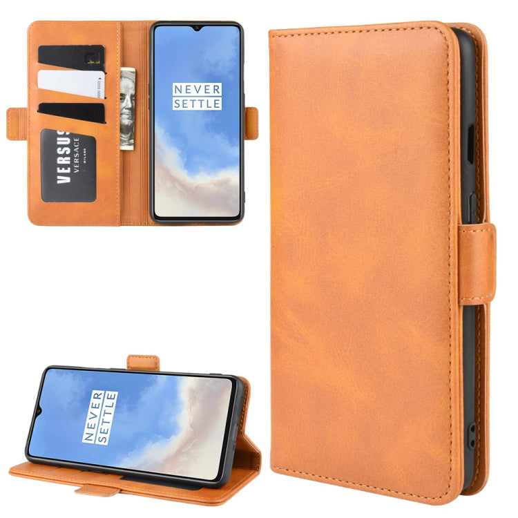 For One Plus 7T Double Buckle Crazy Horse Business Mobile Phone Holster with Card Wallet Bracket Function