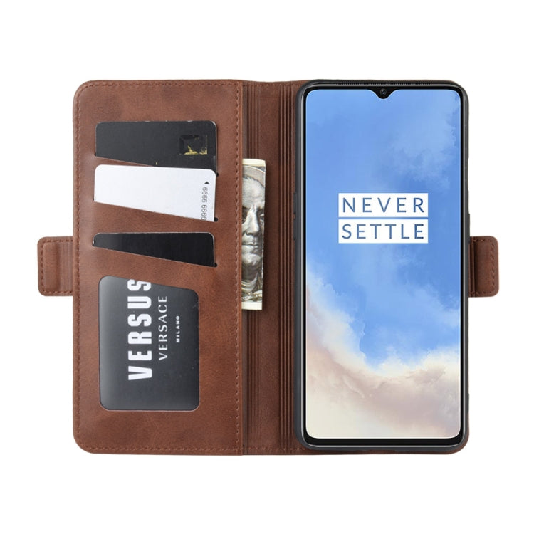 For One Plus 7T Double Buckle Crazy Horse Business Mobile Phone Holster with Card Wallet Bracket Function