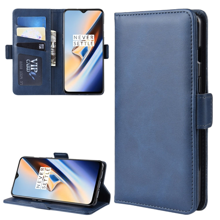 For OnePlus 7 Double Buckle Crazy Horse Business Mobile Phone Holster with Card Wallet Bracket Function
